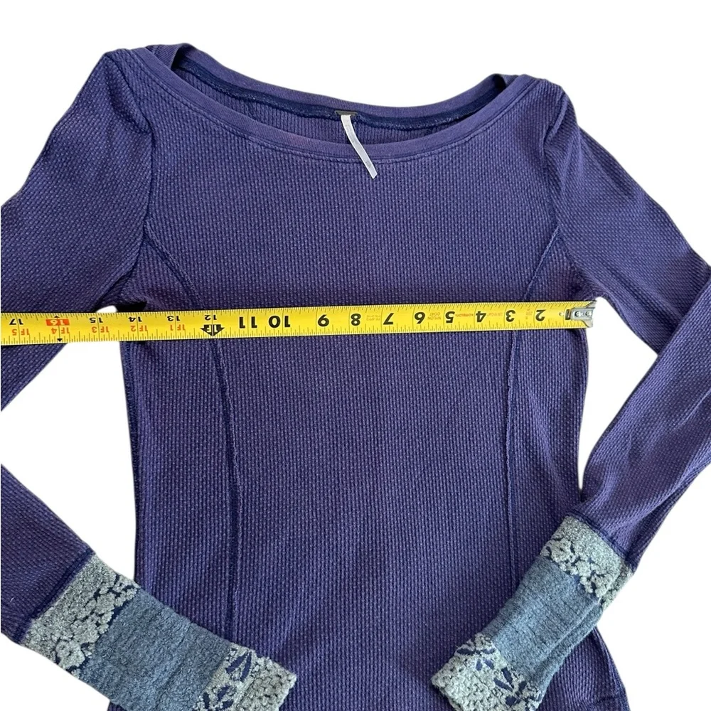 Free People Women's XS Newbie Rosy Cuff Thermal Purple Top - Picture 11 of 17